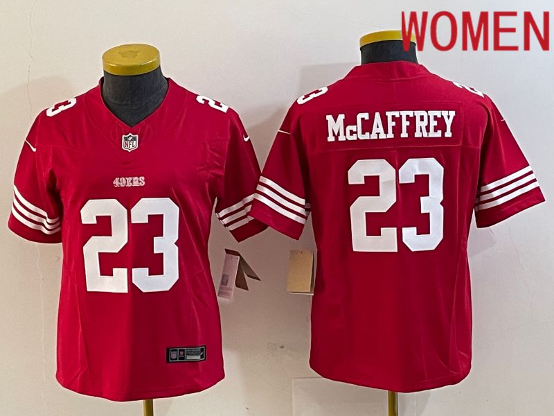 Women San Francisco 49ers #23 Mccaffrey Red 2023 Nike Vapor Limited NFL Jersey style 3->san francisco 49ers->NFL Jersey